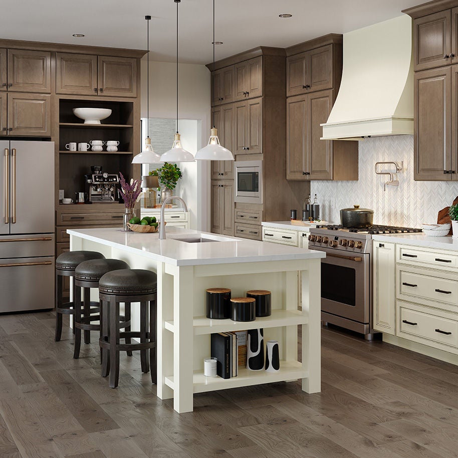 All Products Waypoint Cabinets Waypoint Living Spaces   Wp Rustic Kitchen White Island 660 Painted Biscotti Maple Latte 1x1 