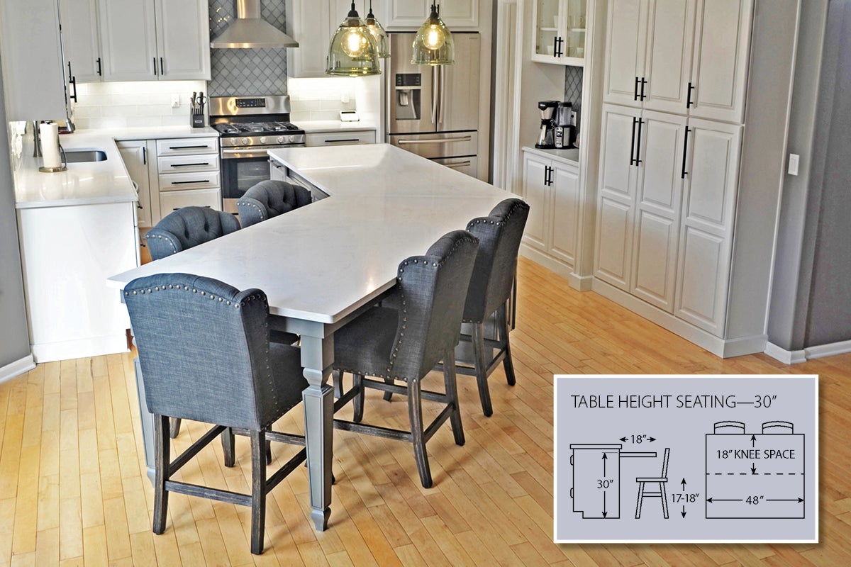 Kitchen island with online table height seating