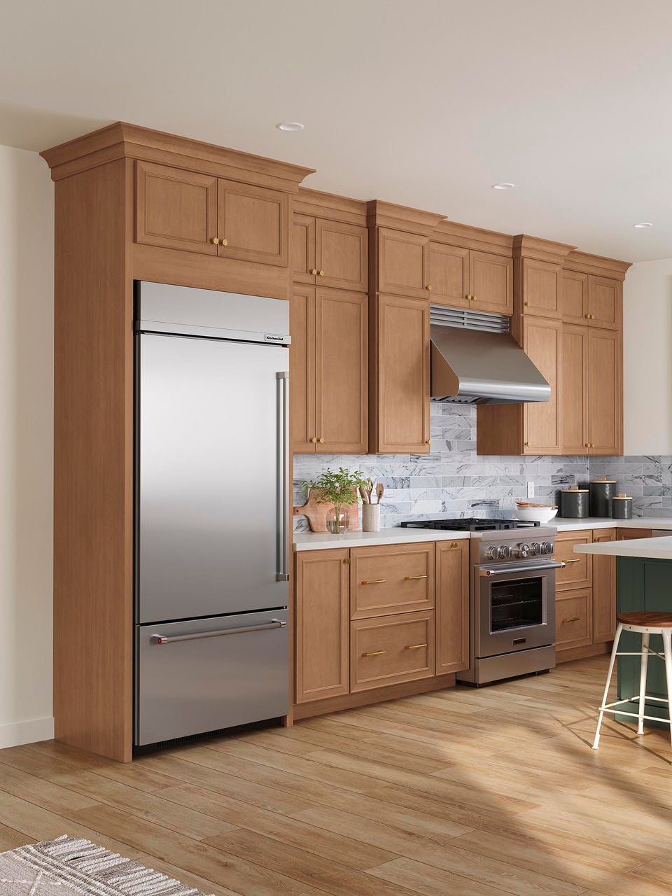 kitchen with maple cider cabinets